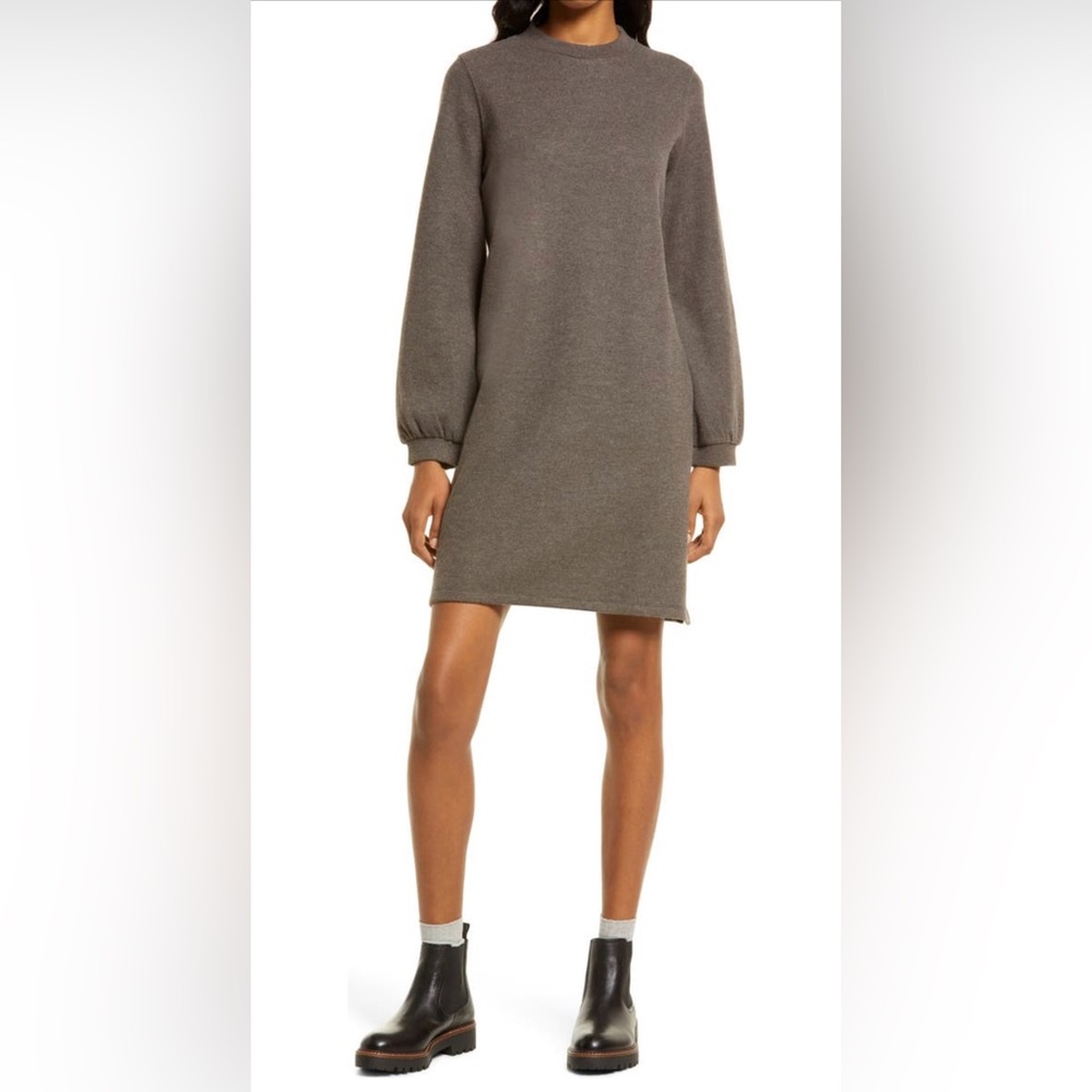 Madewell Brushed Ribbed Mock Neck Minidress XL